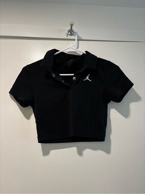 Jordan Black Cropped Polo with White Jumpman